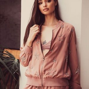 CHASER Beaded Bomber Jacket